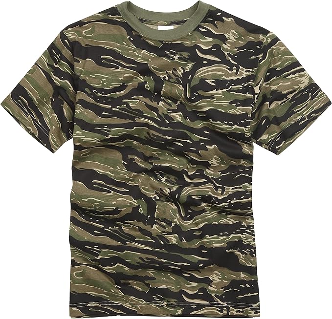 Mens Army Military Style T shirts Cotton Tee Short Sleeve Top Tiger Stripe Camo