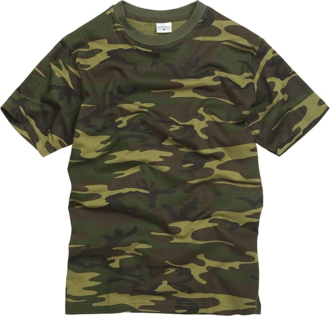 Mens Army Military Style T shirts Cotton Tee Short Sleeve Top Woodland Camo