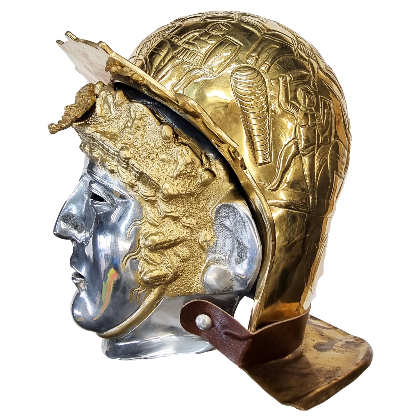 Roman Helmet Ribchester Gold Colour War Warrior Vintage Collector Face Shield