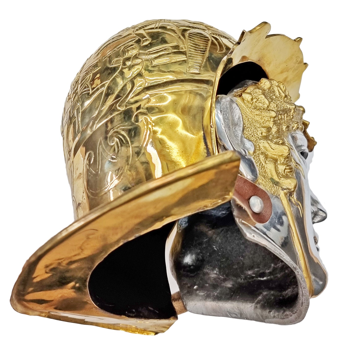 Roman Helmet Ribchester Gold Colour War Warrior Vintage Collector Face Shield