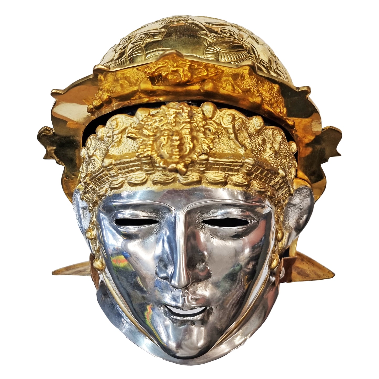 Roman Helmet Ribchester Gold Colour War Warrior Vintage Collector Face Shield